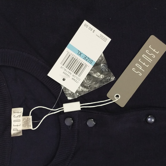 Navy Blue Cardigan NWT Soft Lightweight XL Bracelet Sleeve Crew Neck - Picture 5 of 8